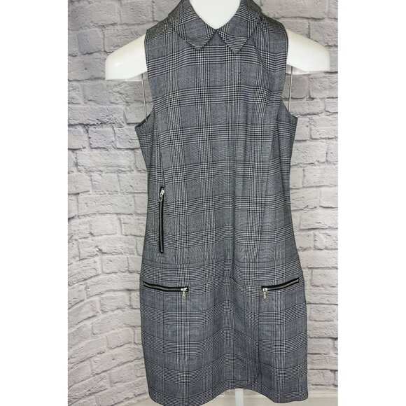 Intermix Exclusive Sleeveless Drop Waist Dress NEW with tags Black Plaid - Picture 6 of 7